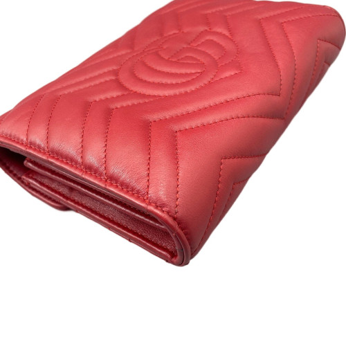 Gucci GG Marmont Chain Wallet Calfskin Red