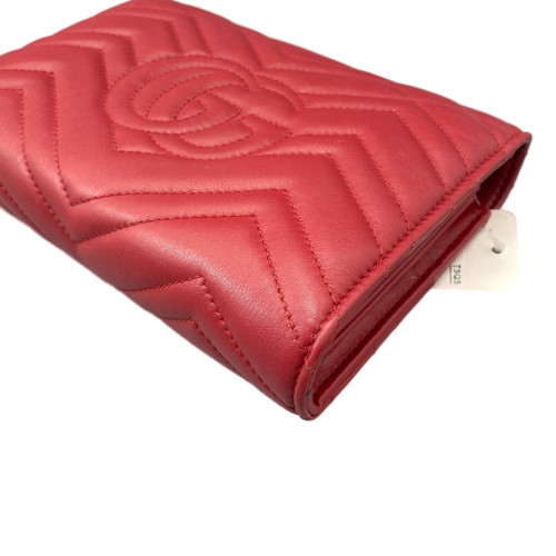 Gucci GG Marmont Chain Wallet Calfskin Red