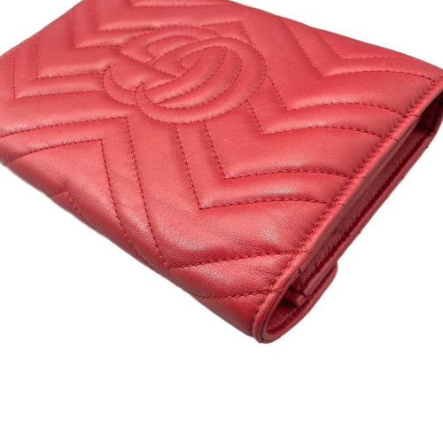Gucci GG Marmont Chain Wallet Calfskin Red