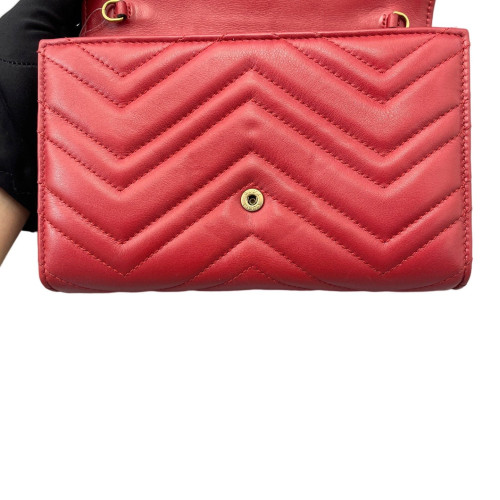 Gucci GG Marmont Chain Wallet Calfskin Red