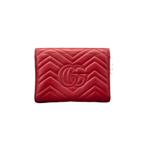 Gucci GG Marmont Chain Wallet Calfskin Red