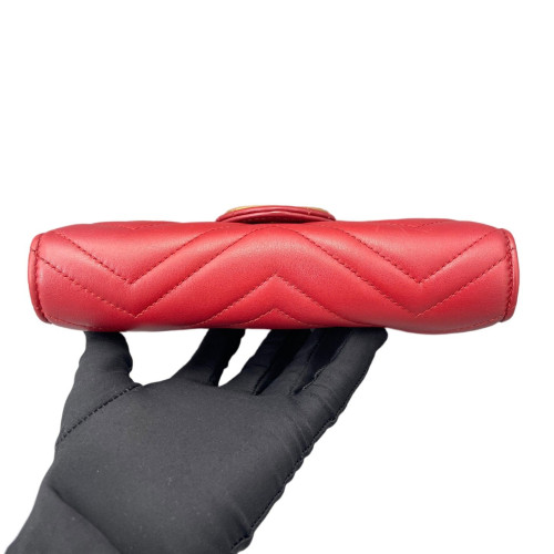 Gucci GG Marmont Chain Wallet Calfskin Red