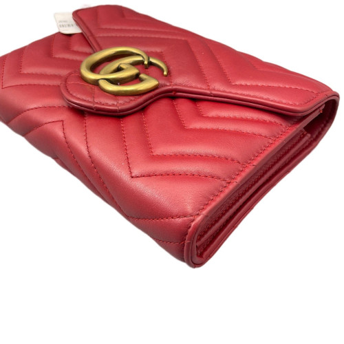 Gucci GG Marmont Chain Wallet Calfskin Red