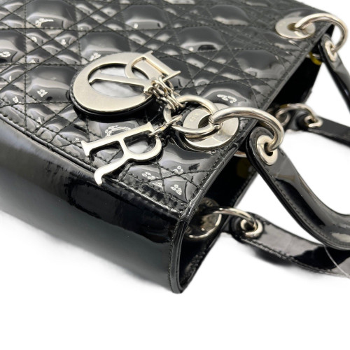 Dior Medium Lady Dior Patent Calfskin Black