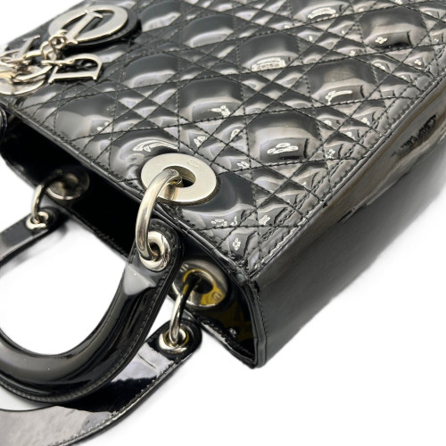 Dior Medium Lady Dior Patent Calfskin Black