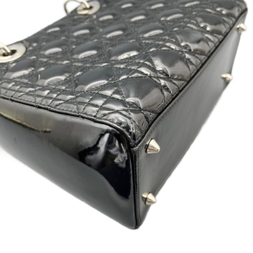 Dior Medium Lady Dior Patent Calfskin Black