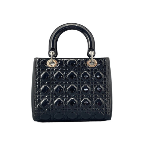 Dior Medium Lady Dior Patent Calfskin Black
