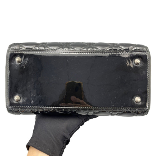 Dior Medium Lady Dior Patent Calfskin Black