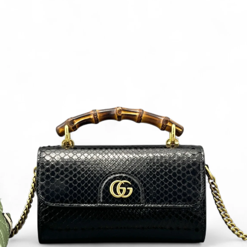 Gucci Bamboo Two-Way Bag Snakeskin Black