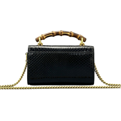 Gucci Bamboo Two-Way Bag Snakeskin Black
