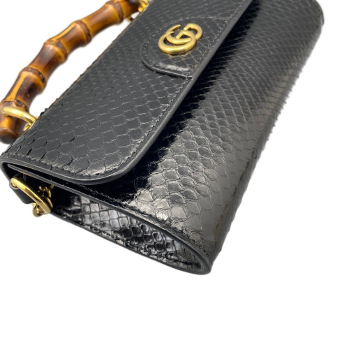 Gucci Bamboo Two-Way Bag Snakeskin Black