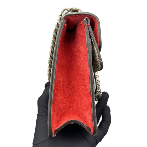 Gucci Mini Dionysus Chain Wallet GG Monogram Beige Red