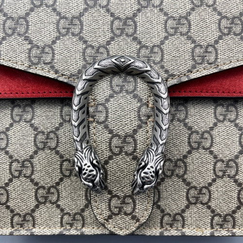 Gucci Mini Dionysus Chain Wallet GG Monogram Beige Red