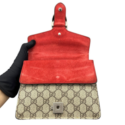 Gucci Mini Dionysus Chain Wallet GG Monogram Beige Red