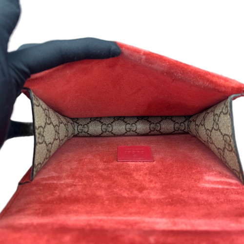 Gucci Mini Dionysus Chain Wallet GG Monogram Beige Red