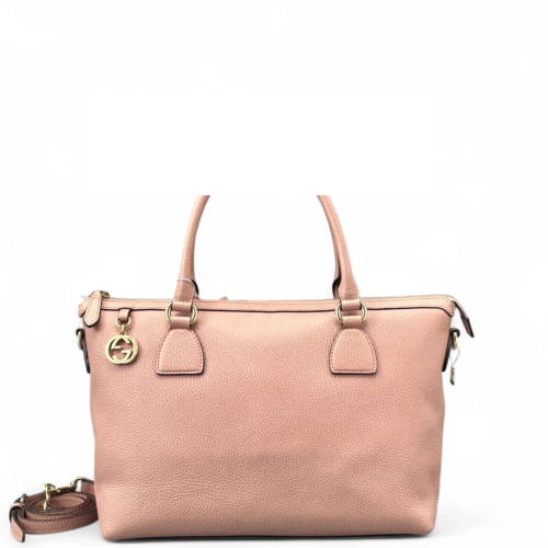 Gucci Tote Bag Grained Calfskin Pink