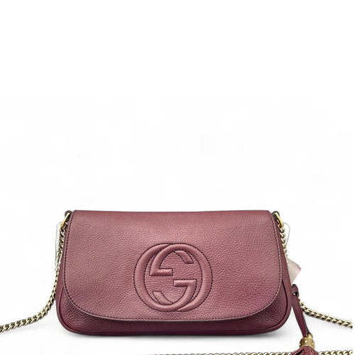 Gucci Crossbody Bag Grained Calfskin Purple