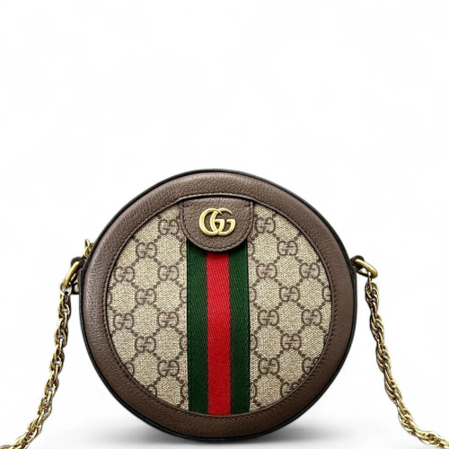 Gucci Mini Ophidia Round Bag GG Supreme Monogram Beige Ebony