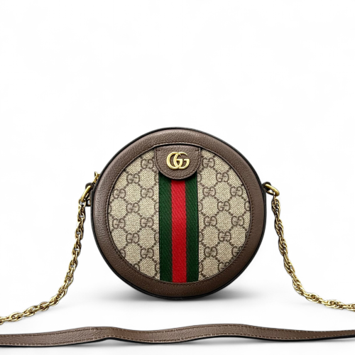 Gucci Mini Ophidia Round Bag GG Supreme Monogram Beige Ebony