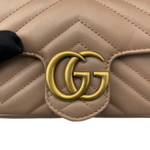 Gucci Chevron Super Mini GG Marmont Calfskin Natural Tan