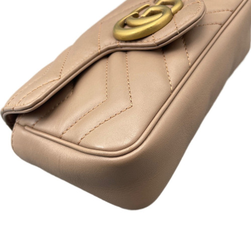 Gucci Chevron Super Mini GG Marmont Calfskin Natural Tan