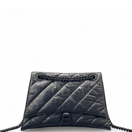Balenciaga Medium Crush Chain Shoulder Bag Arena Lambskin Black Balenciaga Medium Crush Chain Shoulder Bag Arena Lambskin Black