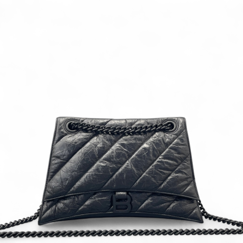 Balenciaga Medium Crush Chain Shoulder Bag Arena Lambskin Black Balenciaga Medium Crush Chain Shoulder Bag Arena Lambskin Black