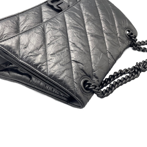 Balenciaga Medium Crush Chain Shoulder Bag Arena Lambskin Black Balenciaga Medium Crush Chain Shoulder Bag Arena Lambskin Black