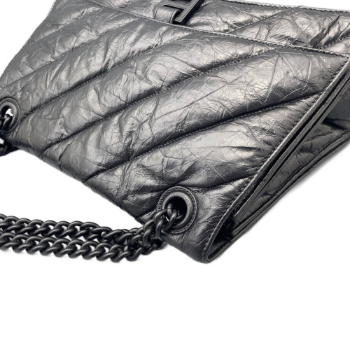 Balenciaga Medium Crush Chain Shoulder Bag Arena Lambskin Black Balenciaga Medium Crush Chain Shoulder Bag Arena Lambskin Black