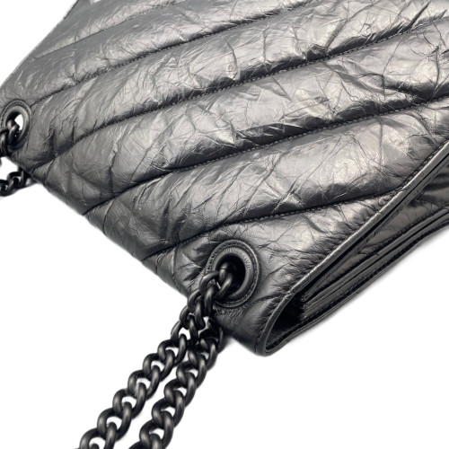 Balenciaga Medium Crush Chain Shoulder Bag Arena Lambskin Black Balenciaga Medium Crush Chain Shoulder Bag Arena Lambskin Black