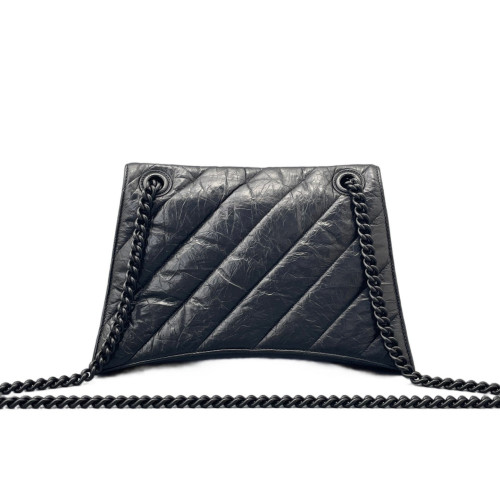 Balenciaga Medium Crush Chain Shoulder Bag Arena Lambskin Black Balenciaga Medium Crush Chain Shoulder Bag Arena Lambskin Black