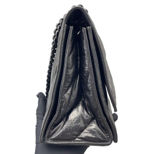 Balenciaga Medium Crush Chain Shoulder Bag Arena Lambskin Black Balenciaga Medium Crush Chain Shoulder Bag Arena Lambskin Black