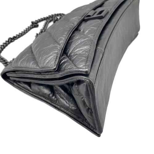Balenciaga Medium Crush Chain Shoulder Bag Arena Lambskin Black Balenciaga Medium Crush Chain Shoulder Bag Arena Lambskin Black