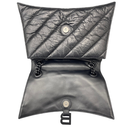 Balenciaga Medium Crush Chain Shoulder Bag Arena Lambskin Black Balenciaga Medium Crush Chain Shoulder Bag Arena Lambskin Black