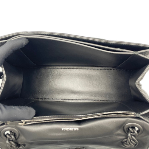 Balenciaga Medium Crush Chain Shoulder Bag Arena Lambskin Black Balenciaga Medium Crush Chain Shoulder Bag Arena Lambskin Black