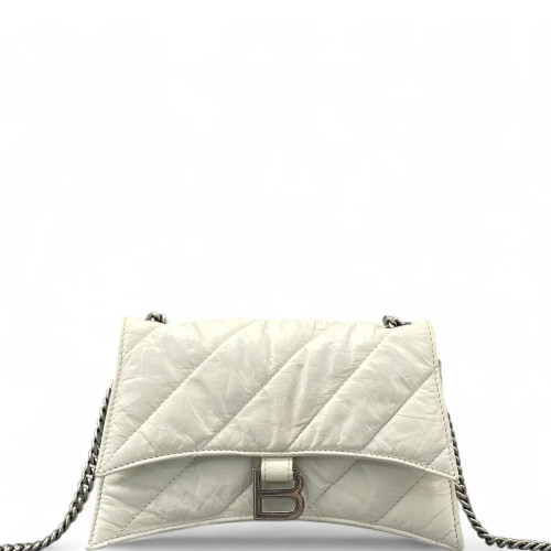 Balenciaga Crush Chain Shoulder Bag Xs Calfskin White