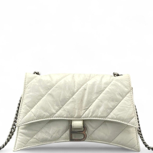 Balenciaga Crush Chain Shoulder Bag Xs Calfskin White