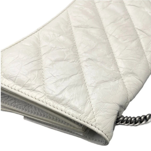 Balenciaga Crush Chain Shoulder Bag Xs Calfskin White