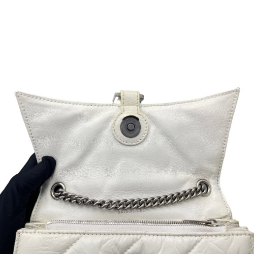 Balenciaga Crush Chain Shoulder Bag Xs Calfskin White
