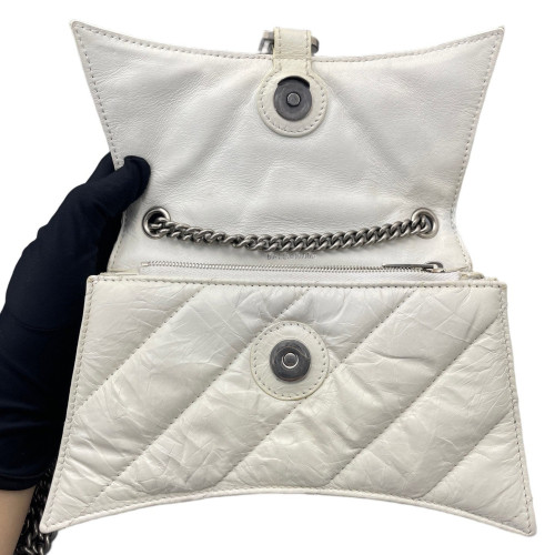 Balenciaga Crush Chain Shoulder Bag Xs Calfskin White
