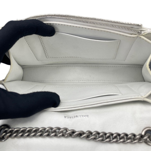 Balenciaga Crush Chain Shoulder Bag Xs Calfskin White