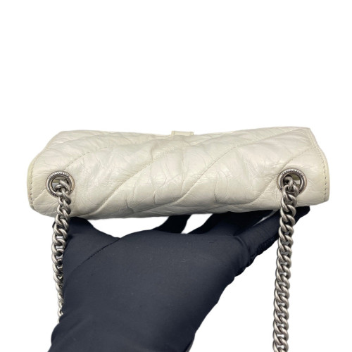 Balenciaga Crush Chain Shoulder Bag Xs Calfskin White