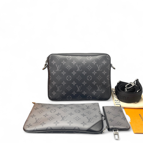 Louis Vuitton Trio Messenger Bag Monogram Eclipse Black Grey