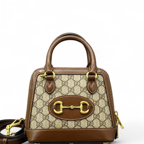 Gucci Mini Horsebit 1955 Top Handle GG Supreme Monogram Tan
