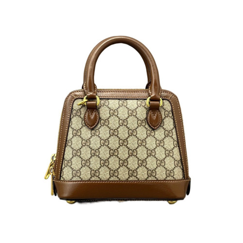 Gucci Mini Horsebit 1955 Top Handle GG Supreme Monogram Tan