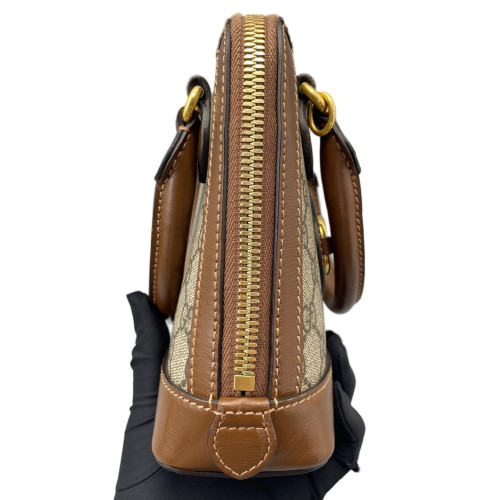 Gucci Mini Horsebit 1955 Top Handle GG Supreme Monogram Tan