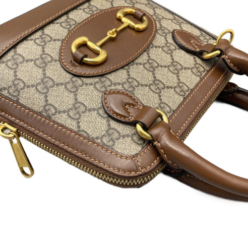 Gucci Mini Horsebit 1955 Top Handle GG Supreme Monogram Tan