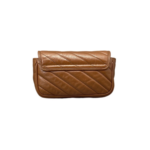 Gucci Chevron Super Mini GG Marmont Chain Wallet Calfskin Tan