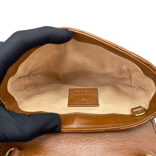 Gucci Chevron Super Mini GG Marmont Chain Wallet Calfskin Tan