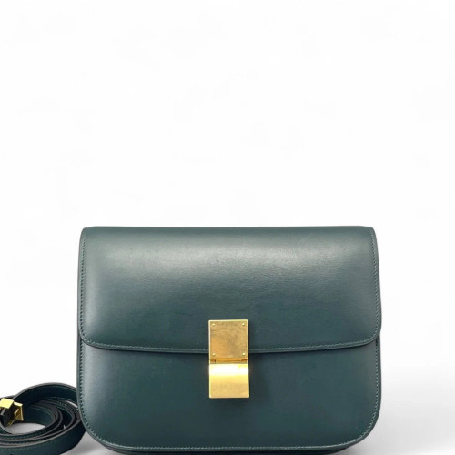 Celine Medium Classic Box Calfskin Dark Green